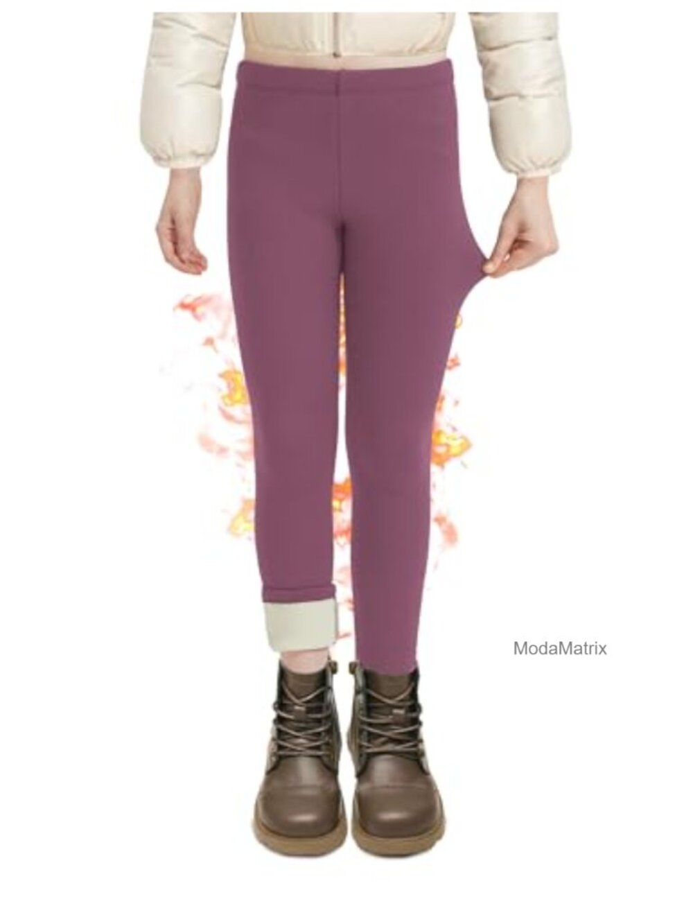Girls Fleece Lined Leggings Thermal Warm Winter Thick Pants